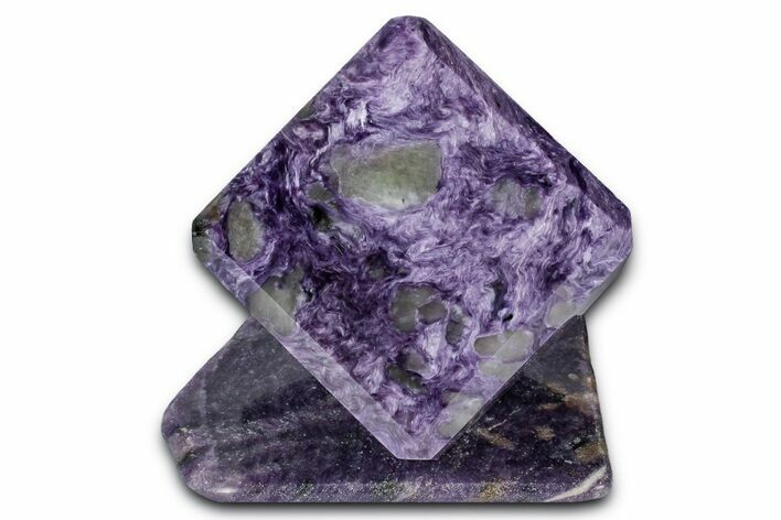 Polished Purple Charoite Cube with Base - Siberia #338357